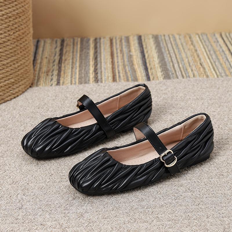 Женские балетки Мэри Джейн Туфли с квадратным закрытым носком, нарядные туфли без застежек на плоской подошве для женщин, повседневные туфли Мэри Джейн на плоской подошве с регулируемым ремешком на щиколотке