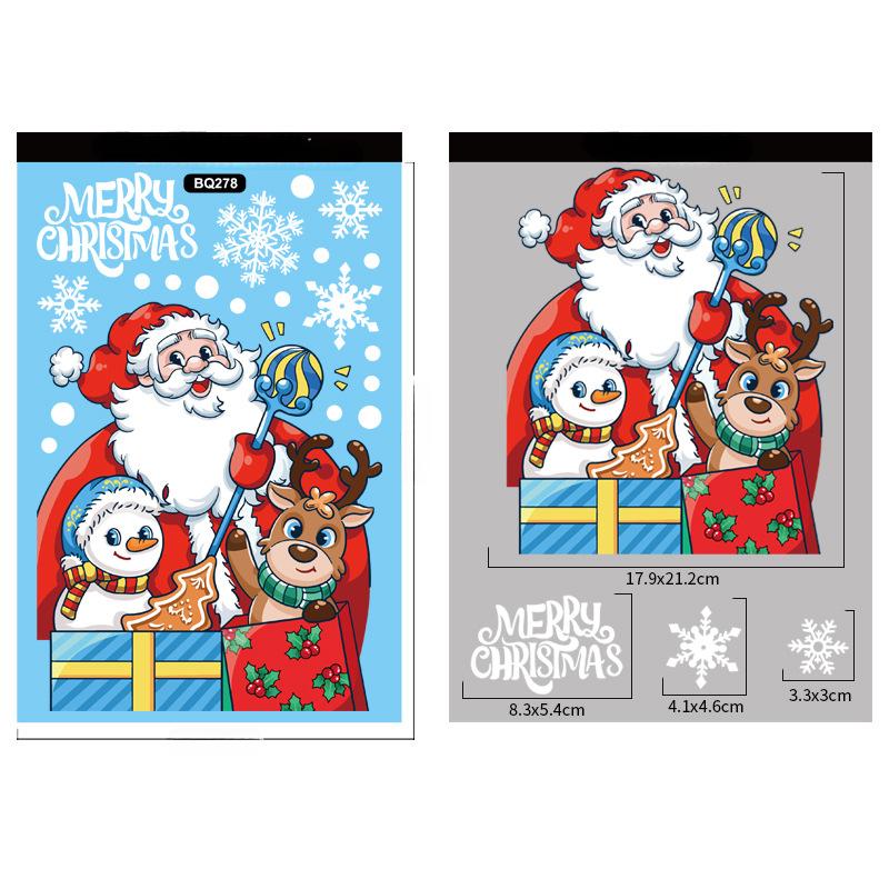 Christmas Decoration Window Stickers Cartoon Elk Santa Claus Snowman Xmas Mirror Stickers Merry Christma Sticker New Year