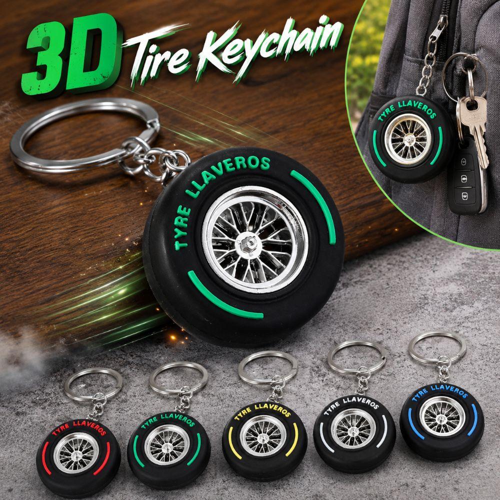 Cool Car Wheel Pendant Metal Rubber Racing Tire Pendant 3D Tire Keychain Keys,Backpack Ornaments
