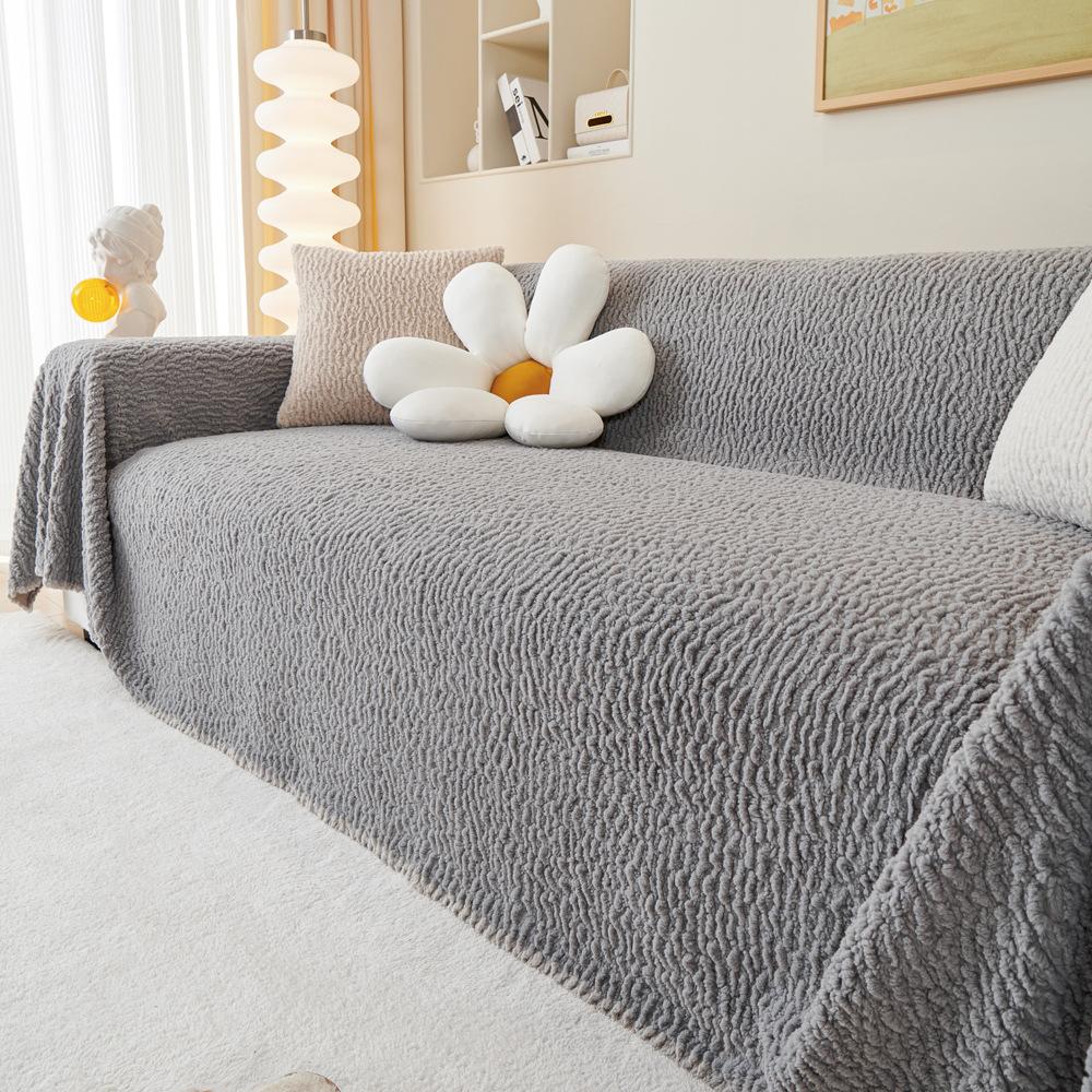 Плюшевый чехол для дивана-полотенца, встроенный чехол для подушки, тканевый, не царапающий чехол для дивана, полностью завернутый чехол