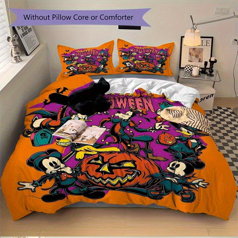 3pcs Happy Halloween Mickey and Friends Quilt Cover Set - Soft and Cozy Bedroom, Guest Room and Dorm Decorative Bedding 3-Piece Set 1 Quilt Cover