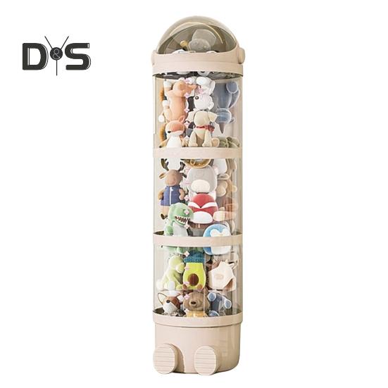 Transparent Vertical Toy Organizer Doll Storage Bucket Large Capacity Dustproof Easy To Install Vertical Stuffed Animal Storage Tube