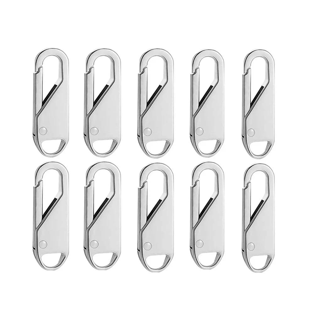 10pcs Zipper Sliders Cord Pack Universal Zipper Pull Repair Kit – Replaceable Metal Sliders & Strings for Clothing, Bags