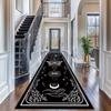 Lunar Mystic Butterfly Carpet Black Base with White Line Art Esoteric Symbols Rug Geometric Floor Mat for Meditation Spaces