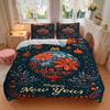 3pcs Happy New Year Festive Decorative Bedding Set, Includes One Quilt Cover and Two Pillowcases (No Core), Anime Cartoon Design, Polyester Fabric
