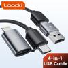 Кабель Tooki 4 в 1 USB Type C к USB C/Lightning 60 Вт 3A для быстрой зарядки для Samsung Xiaomi Huawei Realme PD 27 Вт Lightning Cabl