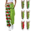 Women's Fashion Sport Christmas Printed Drawstring Pocket Casual Sweatpants Pants