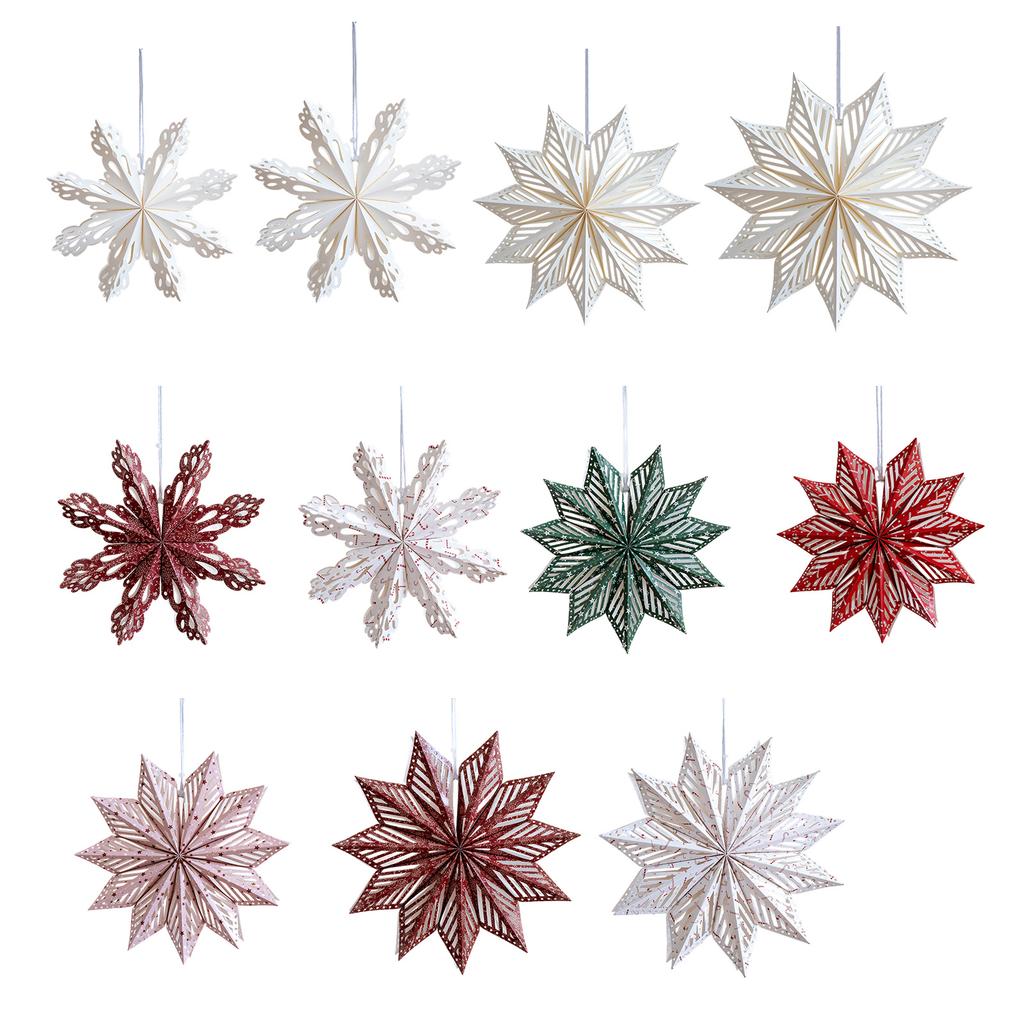 Durable Paper 3D Snowflake Ornament Waterproof Wrinkles Resistant for Christmas Tree Ceiling Window Decoration