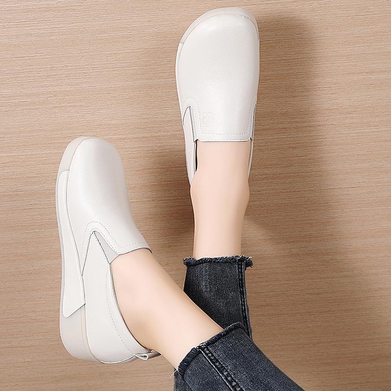 Женские туфли на платформе серые повседневные кожаные туфли женские туфли на толстой подошве слипоны для увеличения роста Shake Shoes