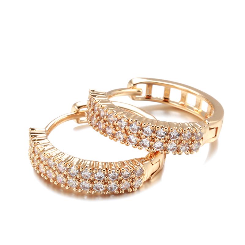 Полые золотые серьги-кольца с геометрическим рисунком и двойным цирконием для женщин, модные ювелирные изделия, аксессуары на каждый день
