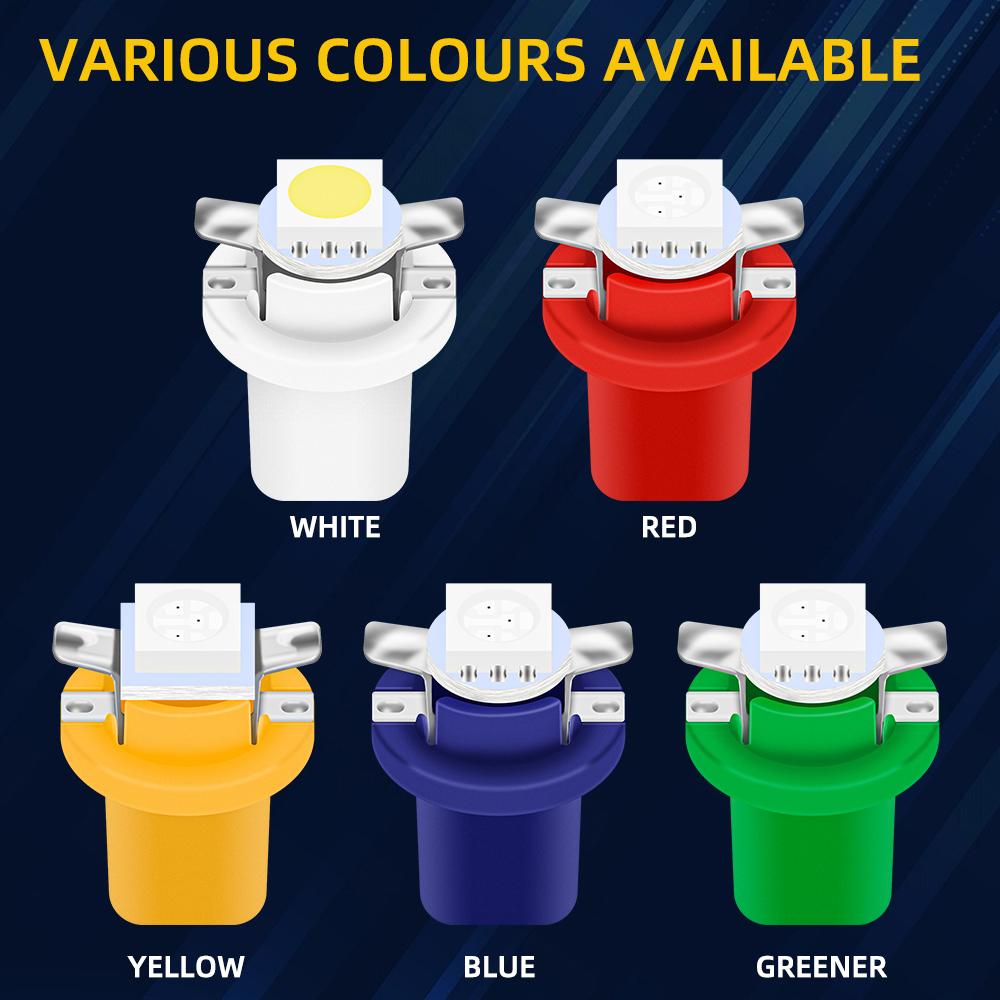 10Pcs B8.5D 509T B8.5 5050 Led Auto Car LED Dashboard Bulbs Instrument Panel Wedge Indicator Lights Cluster Gauges Lamp 12VDC Dome Lights 6