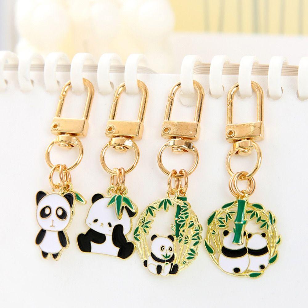 Брелок для ключей с изображением мультяшной панды, металлический брелок с изображением панды, кулон с изображением забавной панды, брелок для ключей, аксессуары