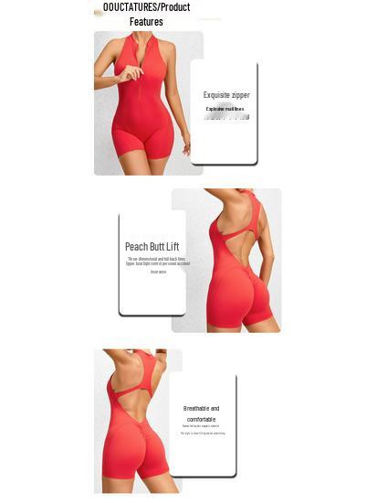 Европейский и Американский Йога Фитнес Комбинезон: Молния, Контроль живота, Эластичная коррекция фигуры, Сексуальный пуш-ап для ягодиц, Спортивная одежда