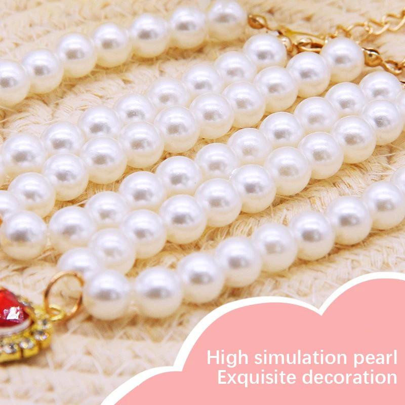 New Cat Collar Decoration Pet Cute Exquisite Neck Kitten Adjustable Summer Cat Necklace High Simulation Pearls Pet Supplies