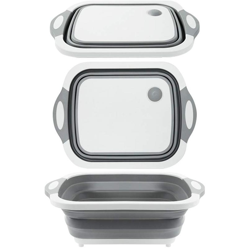 Складная разделочная доска 3 в 1, складная разделочная доска, походная посуда, раковина, экономящая пространство, кухонная дренажная корзина JT120