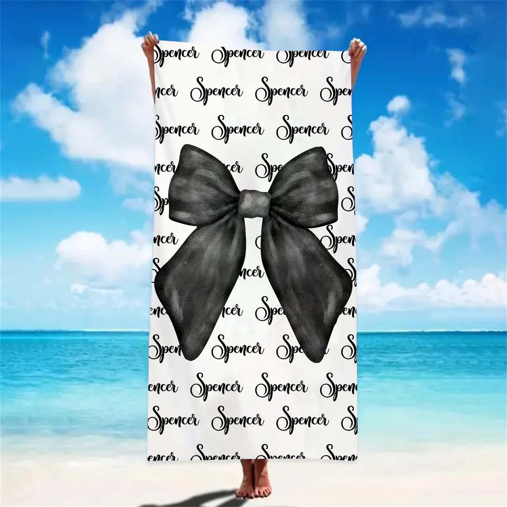 Personalized Big Bow Name Beach Towels For Kids Girls Trip Customize Pool Party Bath Towel With Name Graduation Birthday Gift