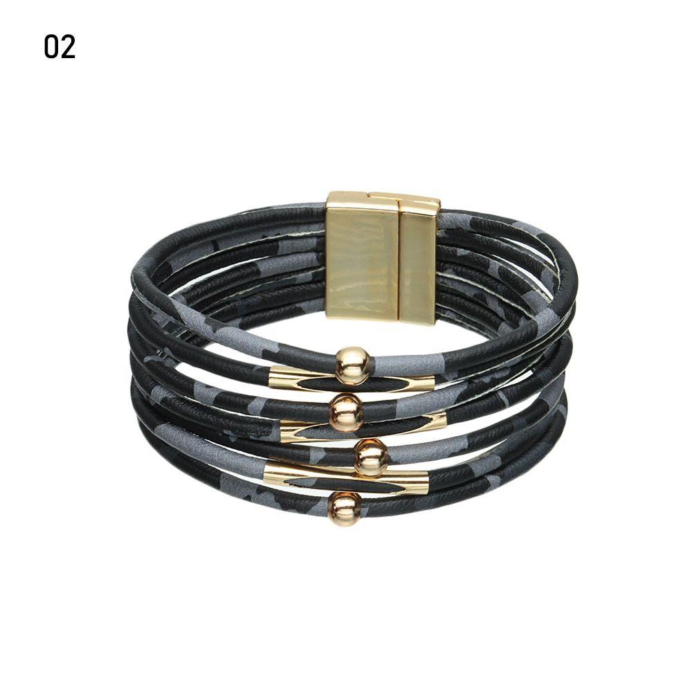 Retro Elegant Women Wrist Bands Leopard Leather Bracelets Multilayer Bangles Wide Wrap Bracelet
