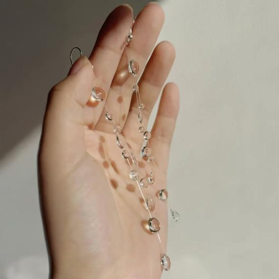 Прозрачные ювелирные изделия в виде капли воды, ожерелье из искусственного хрусталя и круглой бусины, серьги-кисточки, браслет из бисера в виде капли для свадебной вечеринки