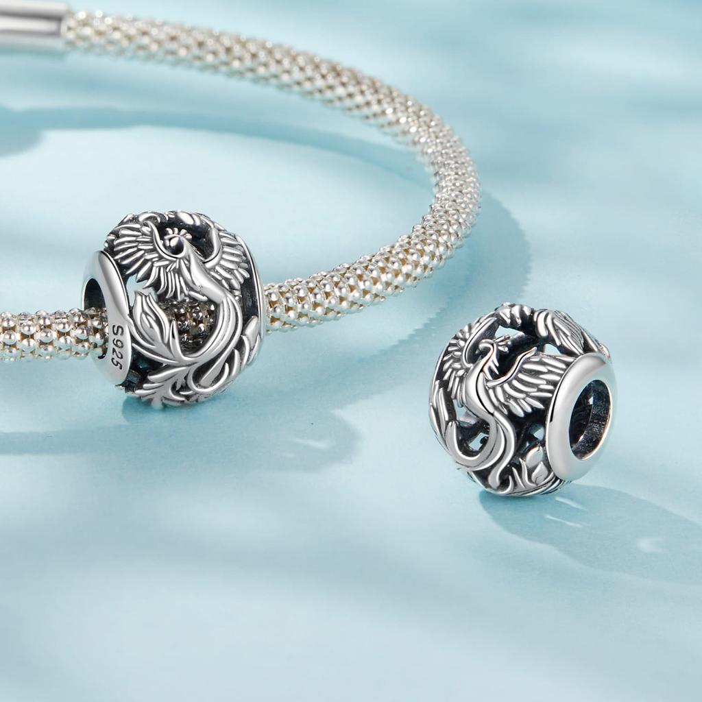 Silver bird charm PHENIX beads silver 925 bead for modular bracelet