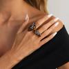 SHIXIN 2Pcs/Set Vintage Brown Resin Open Ring Simple Punk Inlay Rhinestone Daily Fashion Elegant Couple Jewelry Accessories Gift