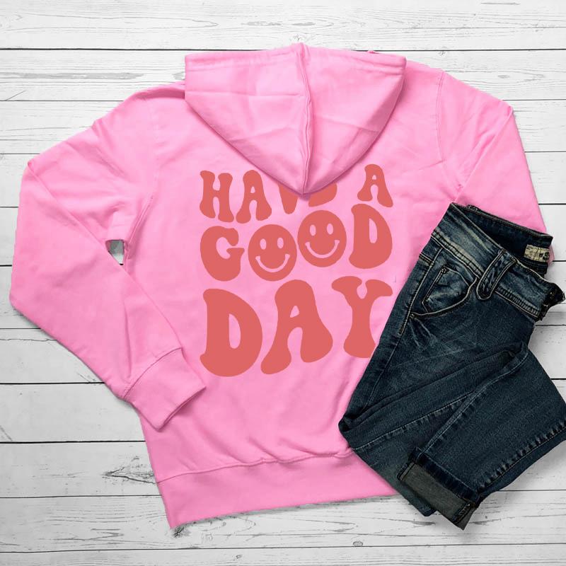 Женская толстовка с капюшоном «Счастливый день», модная толстовка с карманом Tumblr, повседневный джемпер с позитивными высказываниями