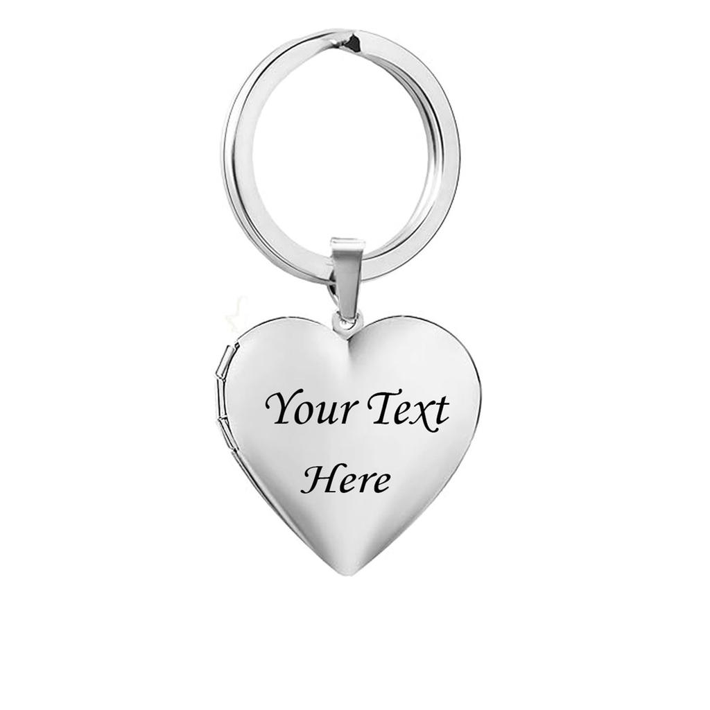 Customization - Carving Stainless Steel Peach Heart Picture Box Pendant, Photo Love Keychain