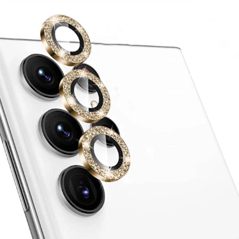 Защитное стекло с бриллиантами для Samsung Galaxy S24 Ultra S23 FE S22 Ultra A15 A25 A35 A55 A34 A14 A24 A54, металлический чехол с кольцом для объектива камеры