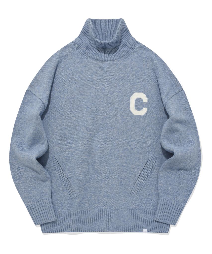 COVERNAT C Logo Turtleneck Knit Blue