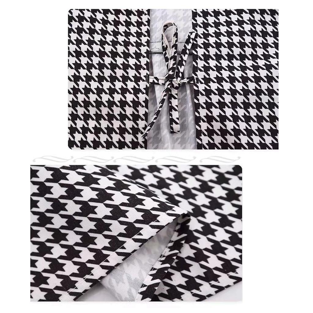 Фартук из холста, клетчатый чехол с изображением тысячи птиц, для кухни, готовки, на талию, для ресторана, рабочая одежда, для женщин