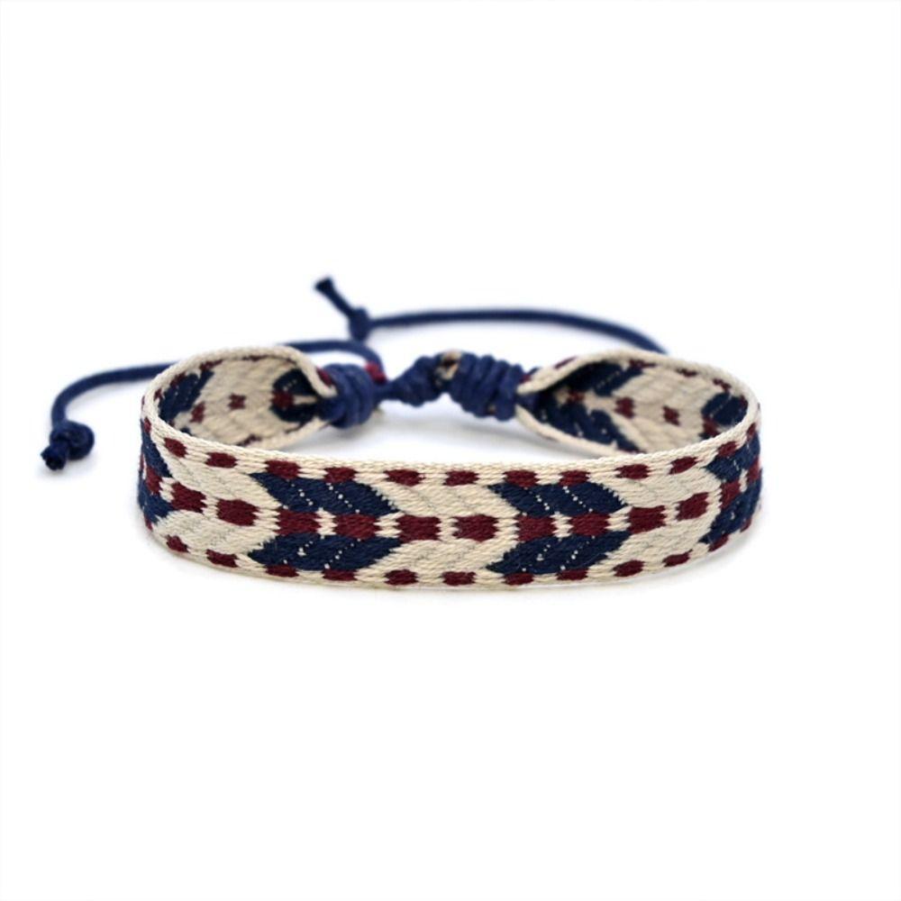 Этнический стиль Браслеты из тесьмы Многоцветные плетеные браслеты Подарки Тканевый художественный браслет Унисекс