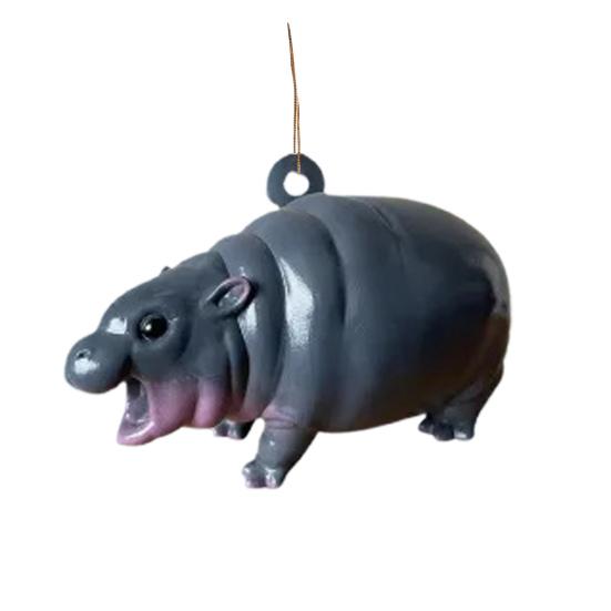 Подвеска Бегемот, смоляная фигурка Бегемот, подвесное украшение, мини-3D скульптура Бегемот