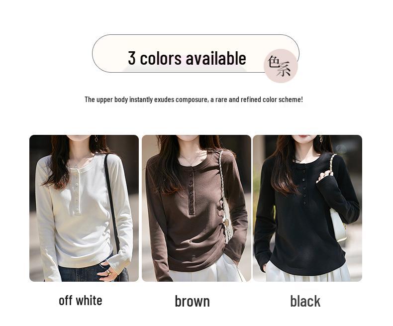 Женский трикотажный топ с длинными рукавами и плиссировкой высокого класса - Круглый вырез, Модный и удобный для осени/зимы