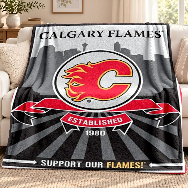 Calgary Flames blanket Flannel Blanket Soft Cozy Plush Throw for Sofa Bed Lightweight Home Decoration Outdoor camping