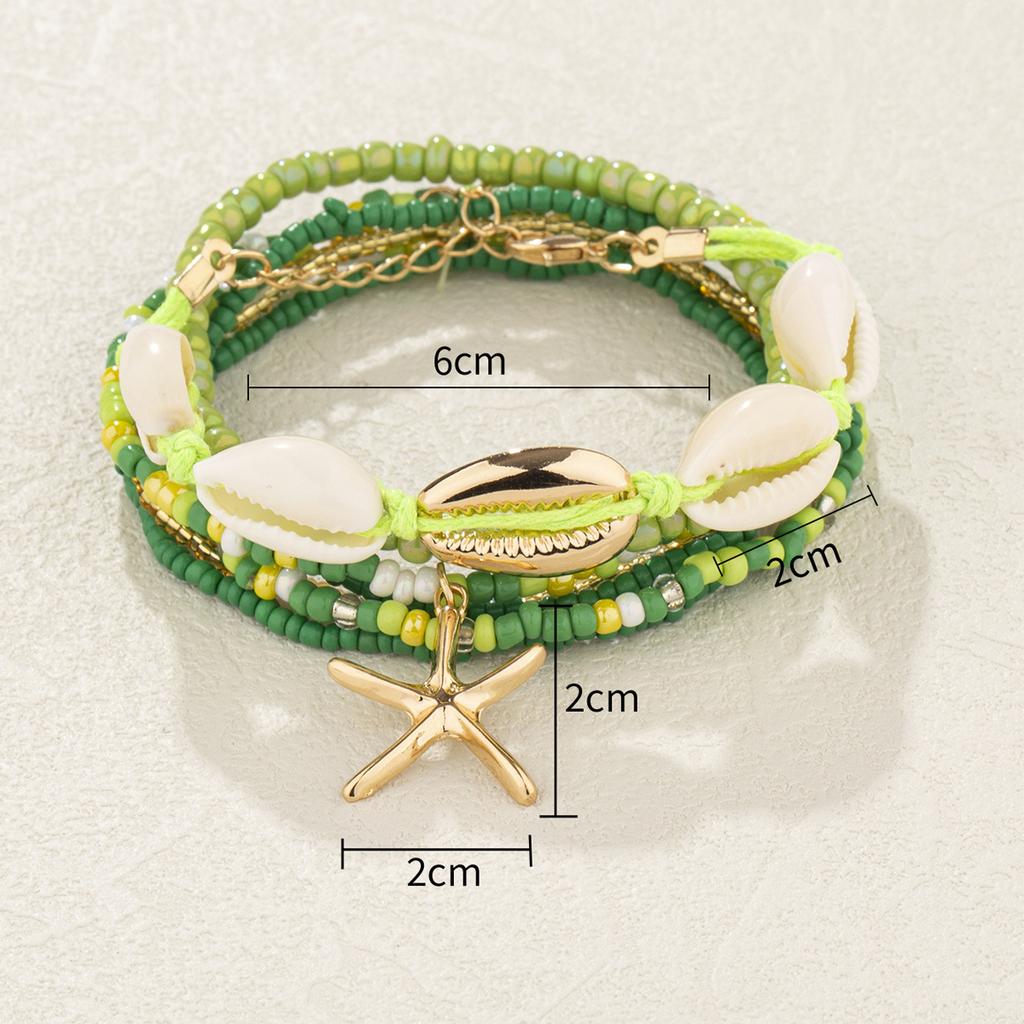 Bohemian Beads Starfish Pendant Bracelet Summer Beach Sea Shell Multilayer Jewelry Accessories