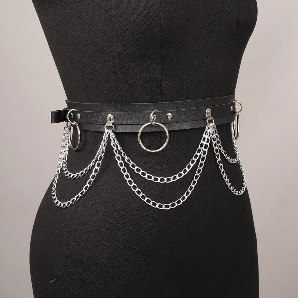1 шт. Женский сексуальный модный ремень с цепочкой на ремне, готический ремень из искусственной кожи, регулируемые аксессуары для одежды в стиле панк, аксессуары для вечеринок