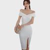 Korean Summer 2023 Women's Off-Shoulder Slim Fit Dress
