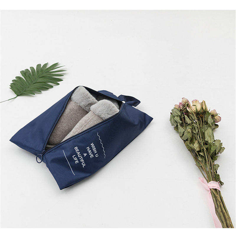 Portable Travel Foldable Shoe Bag Polyester Storage Case Convenient Pouch Organizer Shoes Sorting Zipper Tote