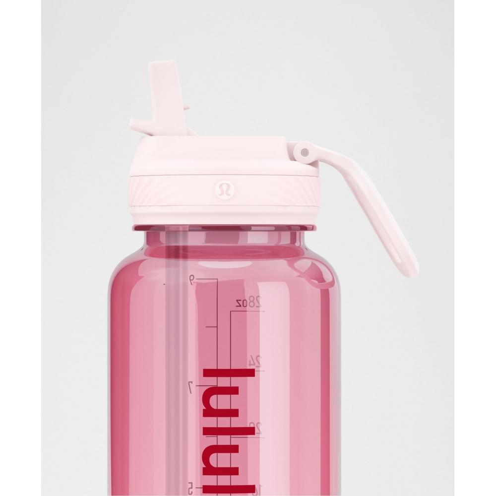 Lululemon Back To Life Clear Bottle 32oz Straw Lid Pink Pearl Candy Cloud Oxford Red