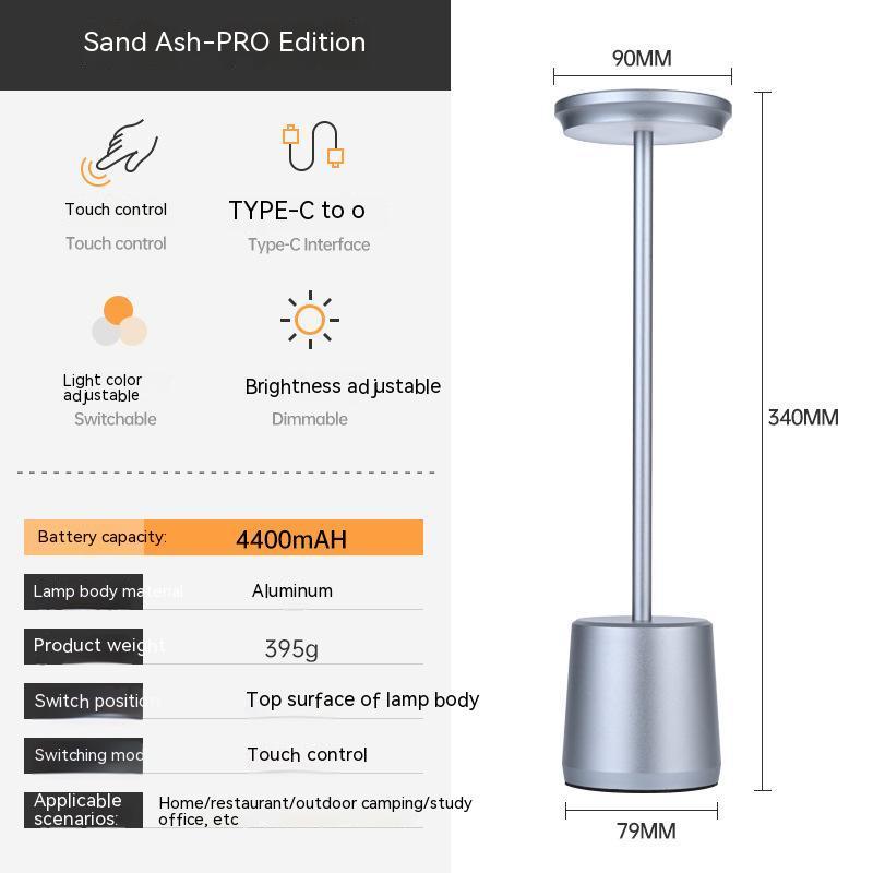 Rechargeable Wireless Bedroom Bedside Decoration Simple Metal Touch Led Table Lamp Creative Atmosphere Bar Lamp