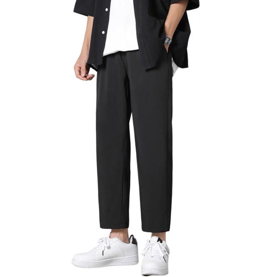 Мужские брюки с эластичным поясом, уличная одежда, тонкие стильные повседневные брюки с прямыми штанинами, популярные универсальные 3D кройки