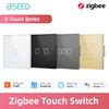 BSEED Zigbee Сенсорный выключатель 1/2/3/4 клавиши Стеклянный умный настенный выключатель Сенсорный экран Управление подсветкой Aleax Приложение Smart Life Серия E