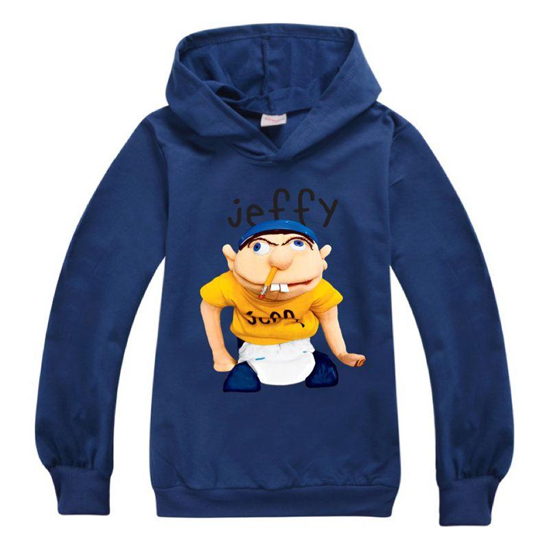Adorable Kids Jeffy Print Hoodie Soft And Comfortable Long Sleeve Sports Shirt