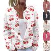 Women's Fashion Bow Print Long Sleeve Knitted Cardigan Button Down Jacket