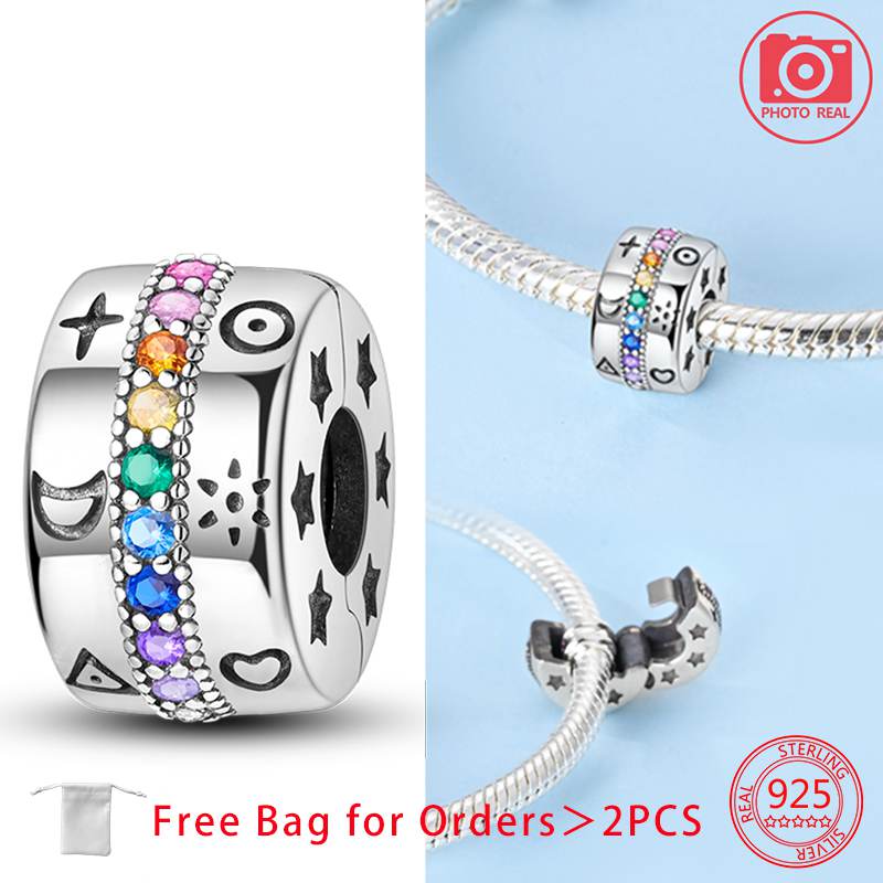 Шарм-клипса для браслета, клипса-замок, стопорная бусина, медная разделительная бусина, европейские открывающиеся бусины «Солнце, Луна, Звезда», подарок