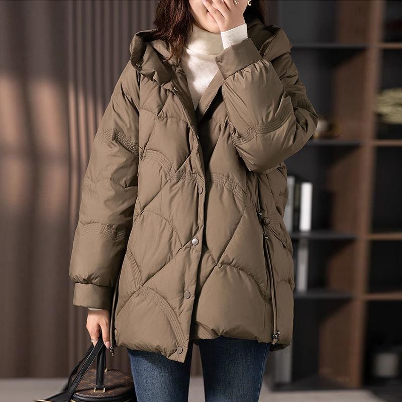 Элегантный и теплый: Женская зимняя куртка с ромбовидной подкладкой на хлопковой подкладке