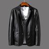Leather Men's Korean Version Trend Slim Fitting Fashion Business Jacket Men's Jacket Autumn and Winter Motorcycle Leather Jacket Men's Clothing