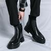 Мужские роскошные качественные ботинки с круглым носком, мужские ботинки челси на платформе, короткие кожаные ботинки на толстой подошве, модная уличная одежда