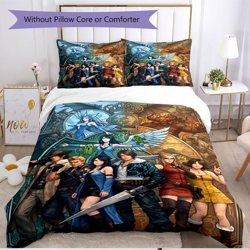 3pcs Duvet Cover Set (1*Duvet Cover + 2*Pillowcase, Without Core), Final Fantasy Print Soft All‑Season Bedding Set, Home Bedroom Decor Gift