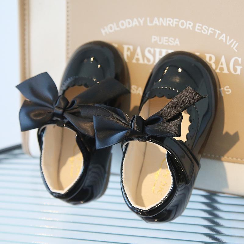 Новая корейская версия, туфли из искусственной кожи с милым бантом для девочек, туфли принцессы, танцевальная обувь на весну и осень