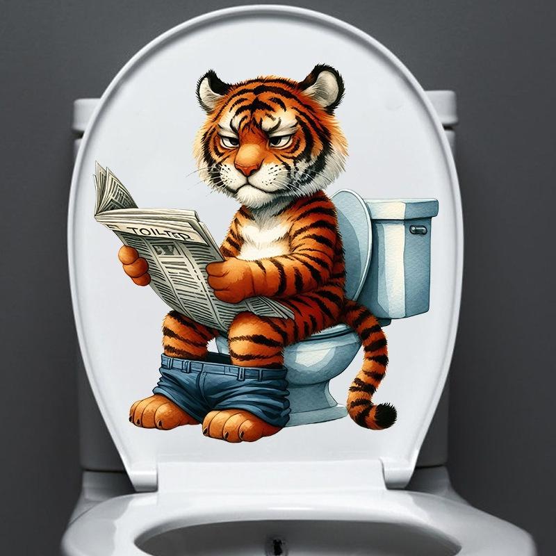 Забавные животные ПВХ наклейки на сиденье унитаза Обезьяна Зебра Жираф Декали Водонепроницаемый декор для стен и дверей ванной комнаты Креативные съемные наклейки